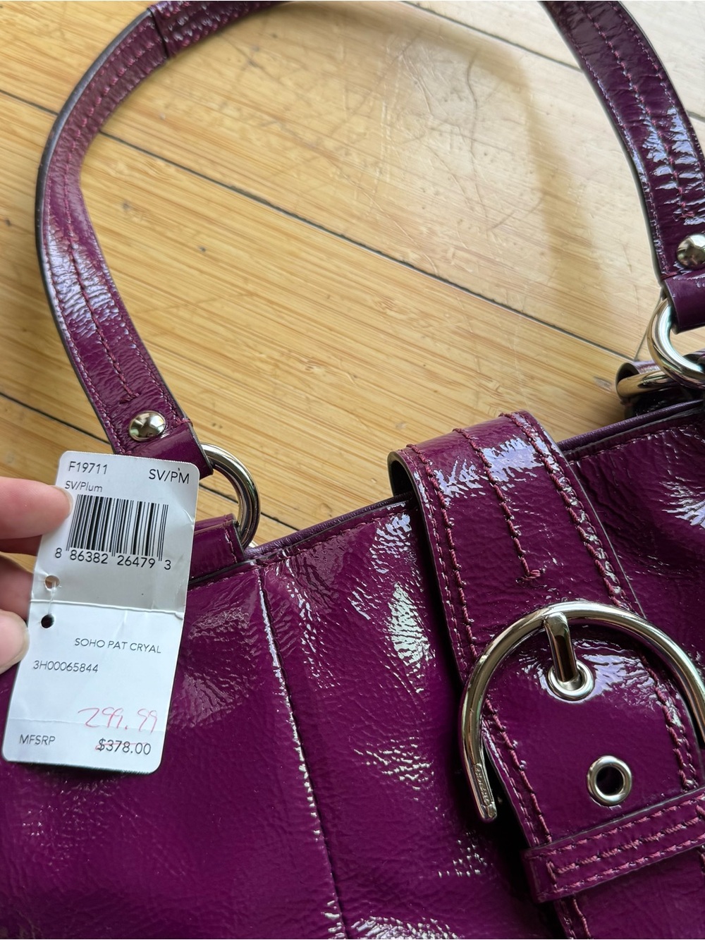 Coach Patent Shoulder Bag in Plum - Picture 6 of 6